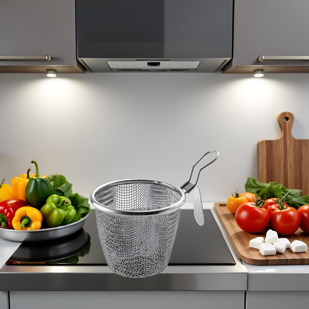 Silver Dumpling Noodle Strainer, Fine Mesh Strainer with Handle Colanders Foo...