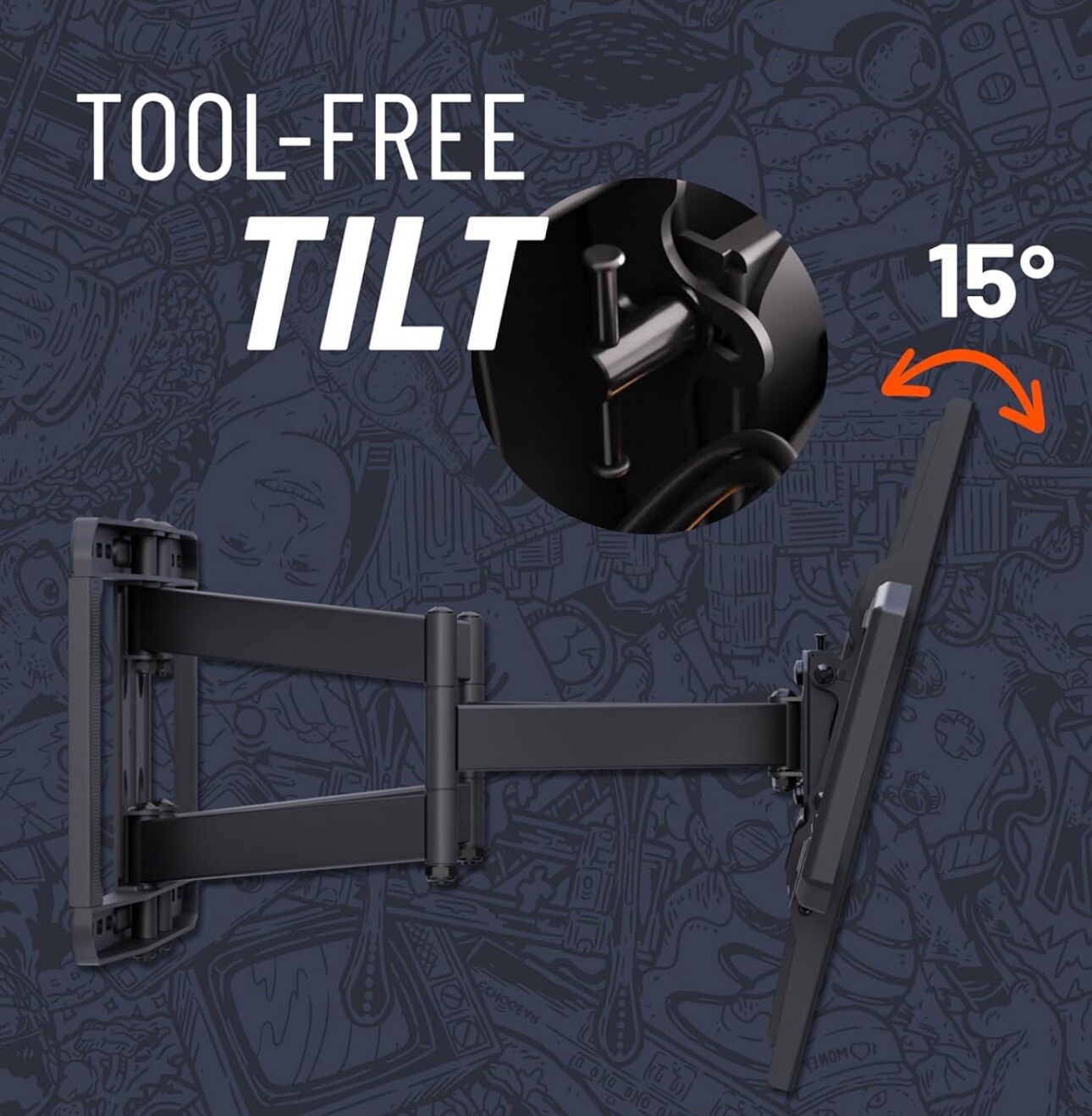 ECHOGEAR MaxMotion TV Wall Mount for Large TVs 42" to 90" Full Motion Swivel