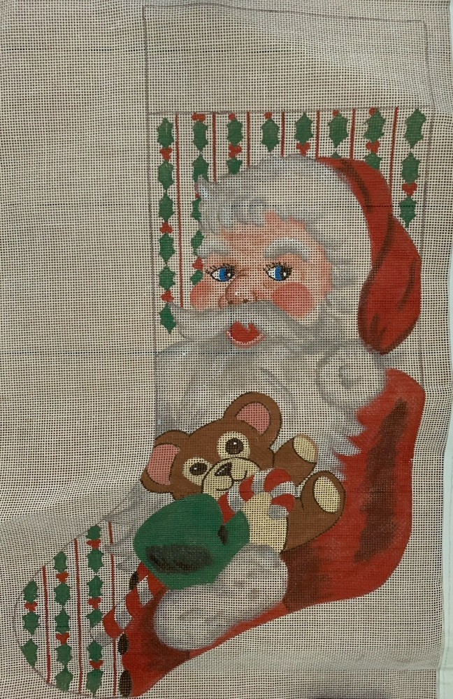 “Jolly St. Nick” Hand Painted Needlepoint Canvas