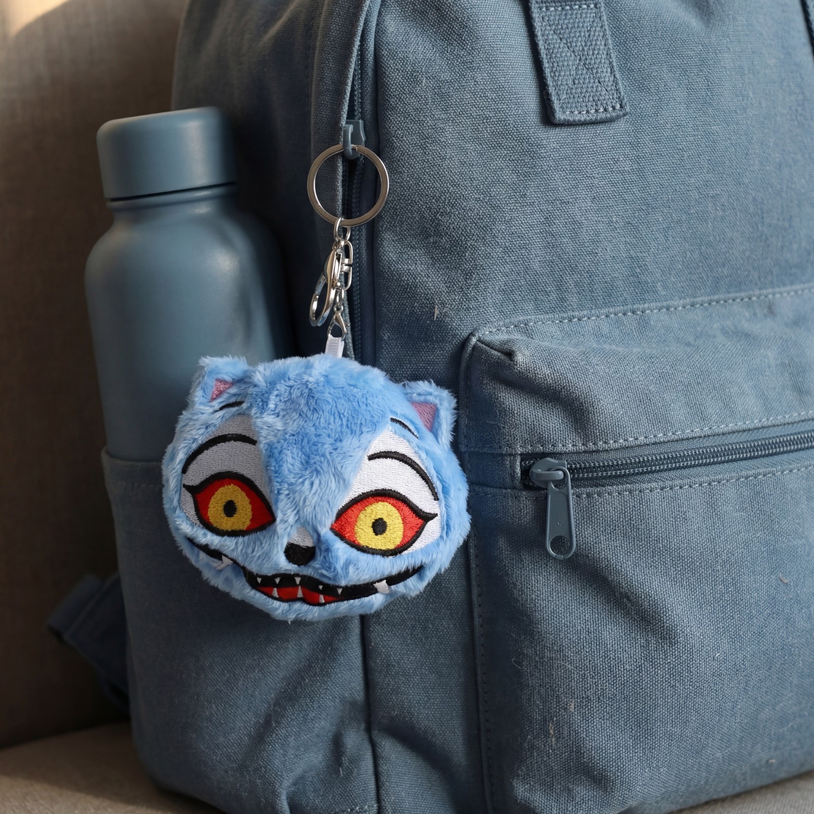 Derpy Blue Tiger Minhwa Plush 4.5-Inches Keychain