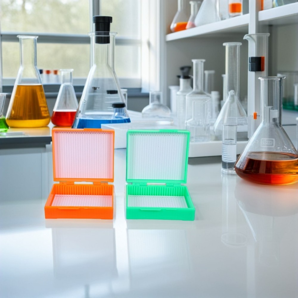 4pcs Microscope Slide Storage Boxes 25 Slots Plastic Holder for Lab Research