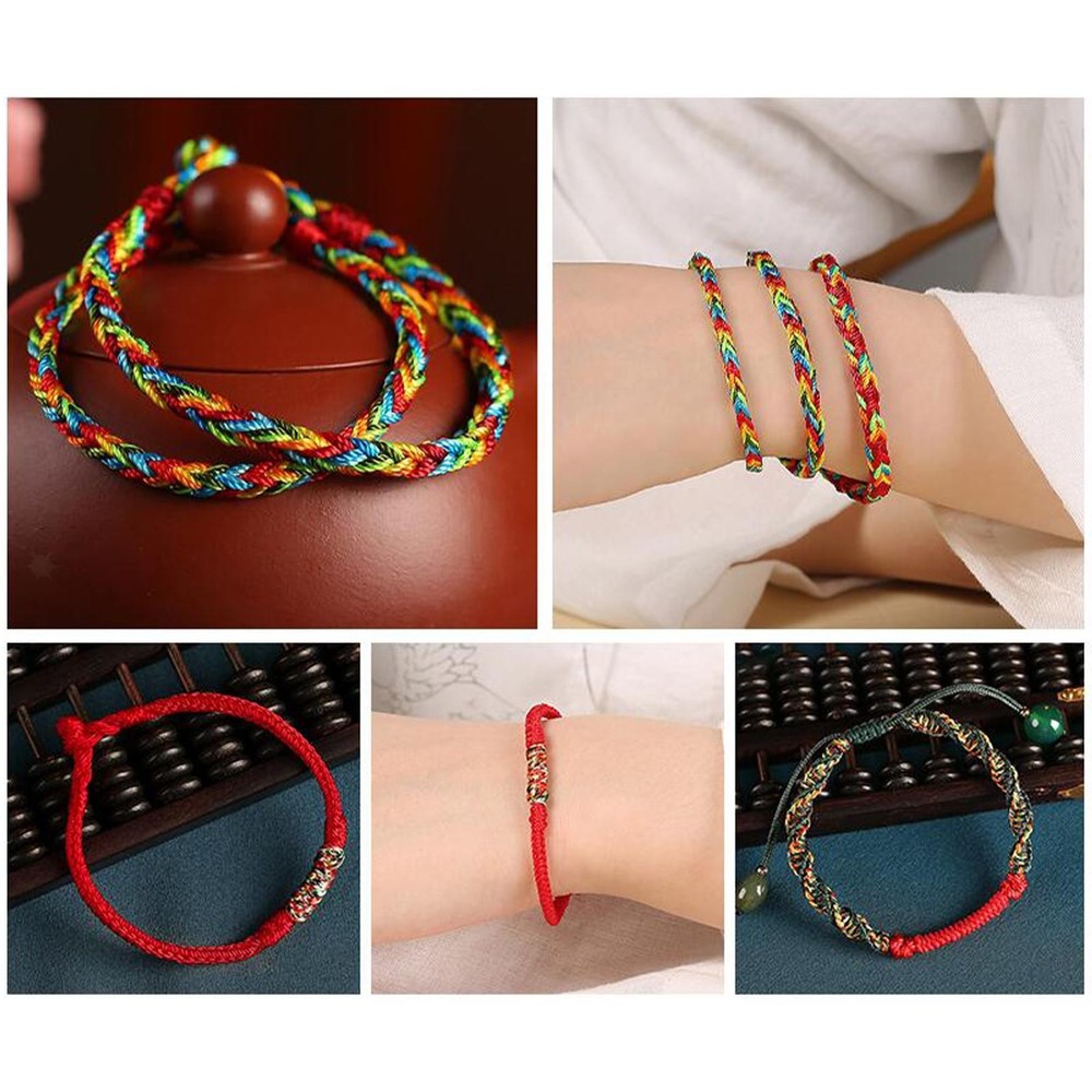 Kumihimo Beading Cord Disc Square Round 4Pcs Handmade DIY Fine Thread Wirebeaded