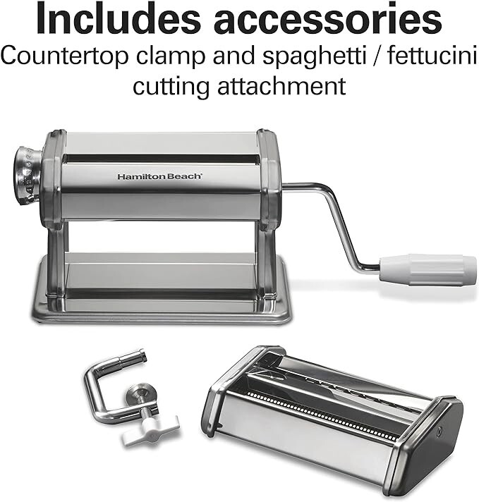 Hamilton Beach Pasta Maker Machine with 7 Adjustable Thickness Settings (86655)