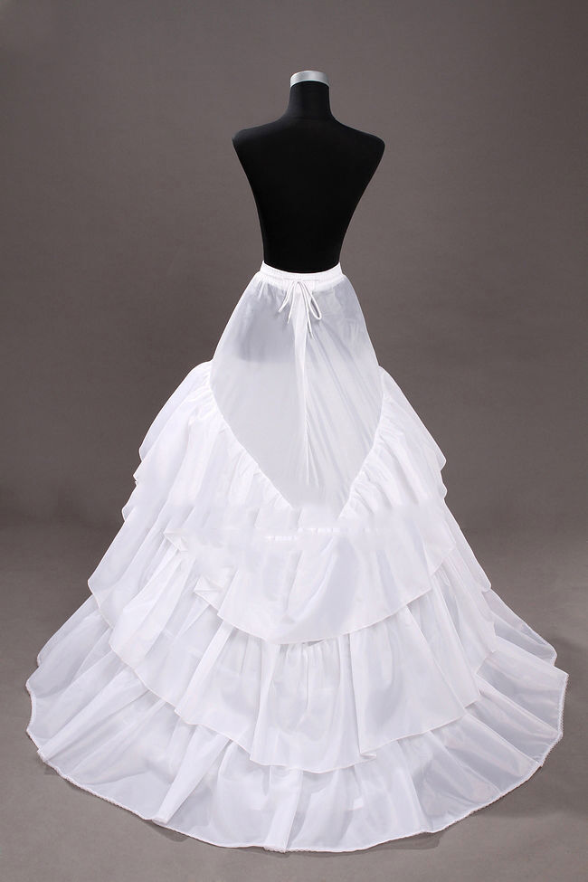 3 HOOP Multi-Layer Train Wedding Ball Gown Crinoline Petticoats Prom Bridal Slip