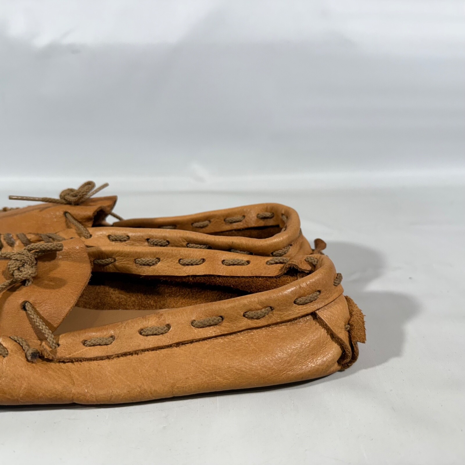 Vtg Moccasins Shoes Unisex All Leather Soft Lightweight Handmade Minimal W8 M6