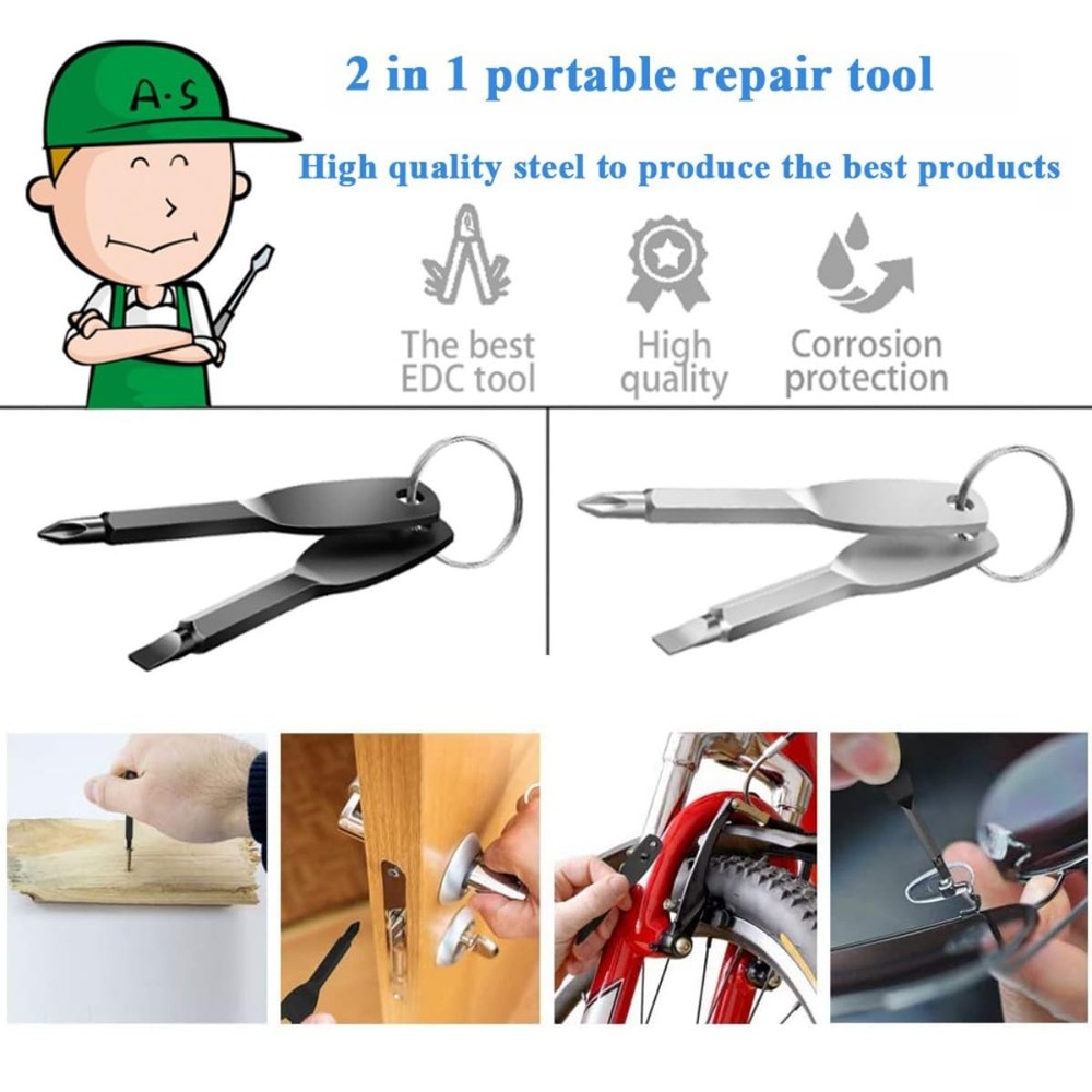 8Pcs Keychain Screwdriver Set, Small Flat Phillips Head Screwdriver Kit Mini ...