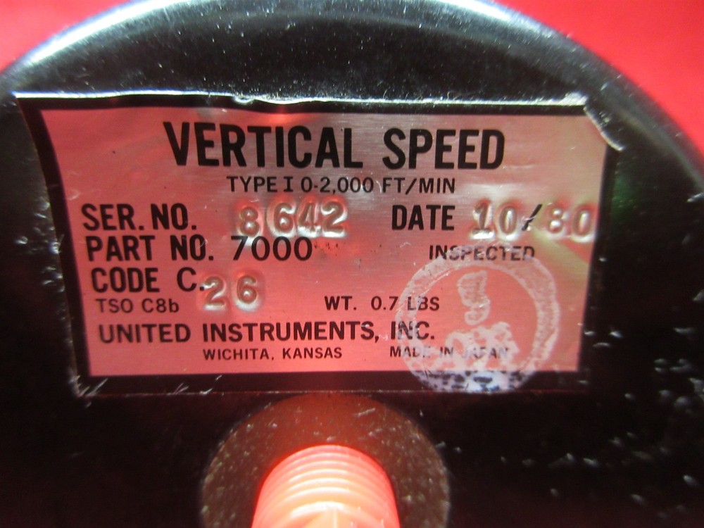 United Instruments Vertical Speed Indicator PN 7000
