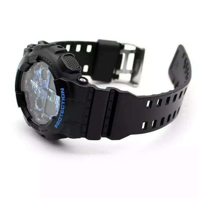 Men Sports Watch G-Shock GA100CB-1A Ana-Digi Chronograph Black Resin Band