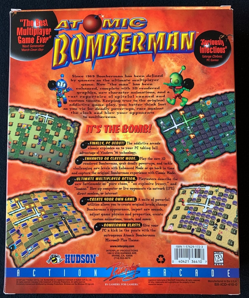 Atomic Bomberman Original Box Computer Game Windows 95 Interplay Vintage