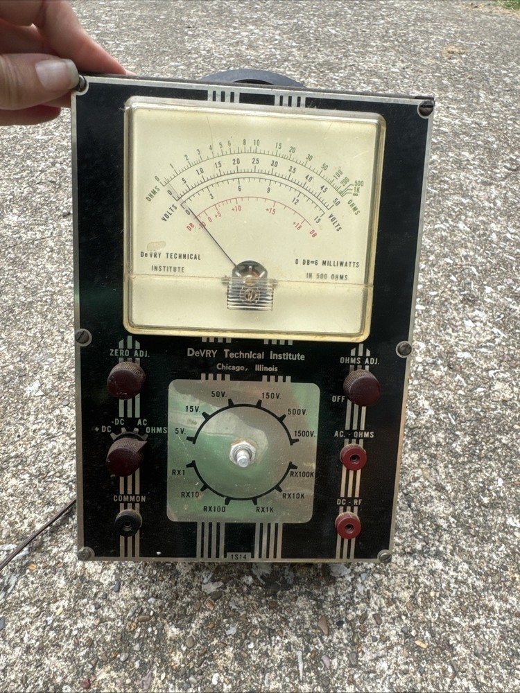 Vintage Multimeter Ohmmeter Voltmeter DeVry Technical Institute model 1S14