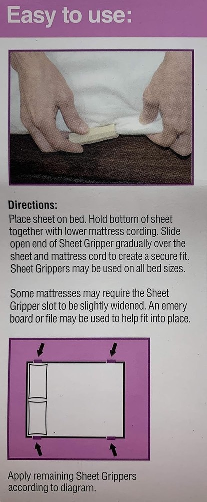 Multi-Purpose Sheet Grippers – Easy 4 Piece Set for Snug Fitting Sheets