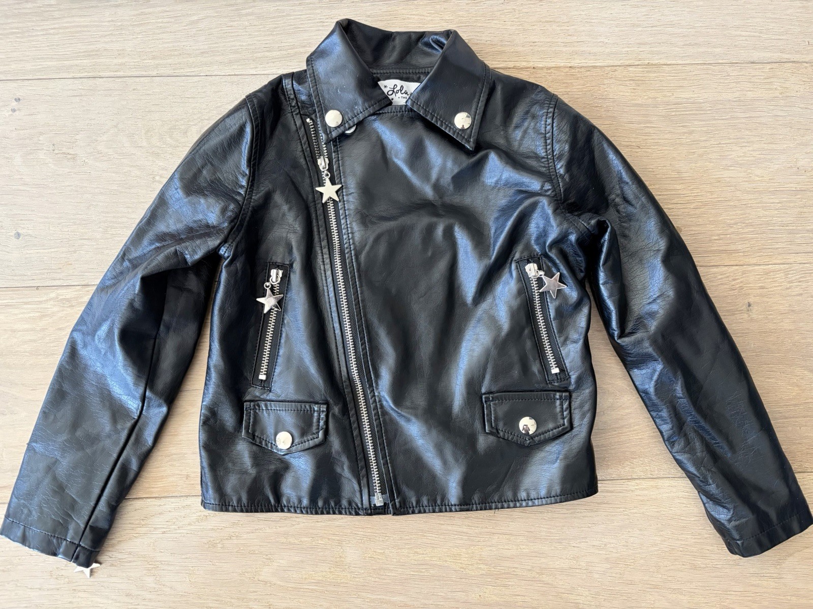 Lola and the Boys Happy Rainbow Vegan Leather embroidered jacket - 6