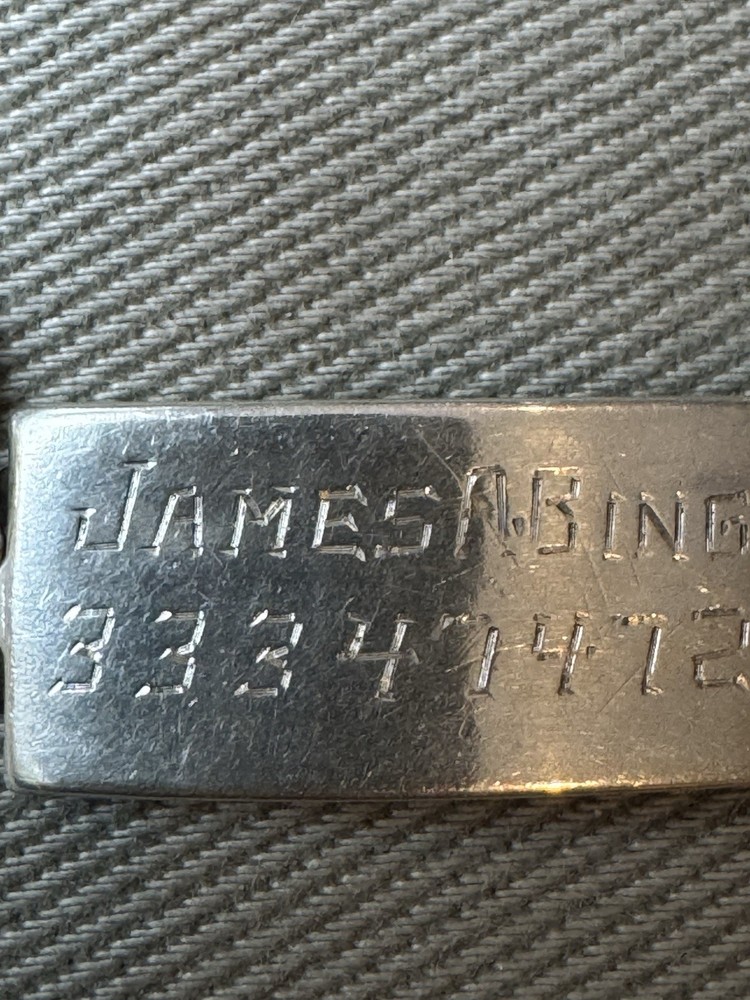 Antique Sterling .925 WWII US Soldier 7.5” ID Bracelet Locket w/Girl Friend Pic