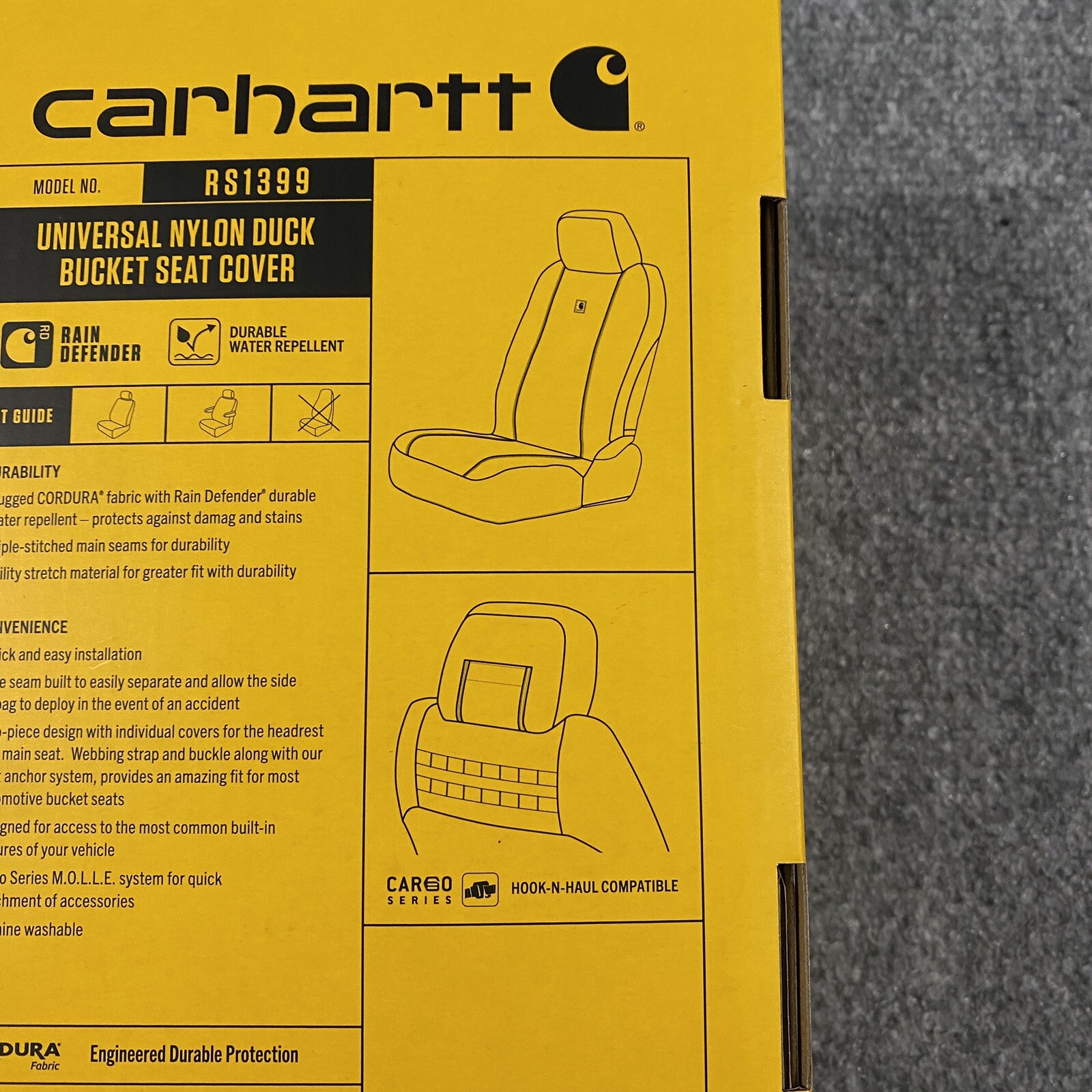 x2 Carhartt Universal Nylon Duck Canvas Bucket Seat Cover Brown Rain Defender