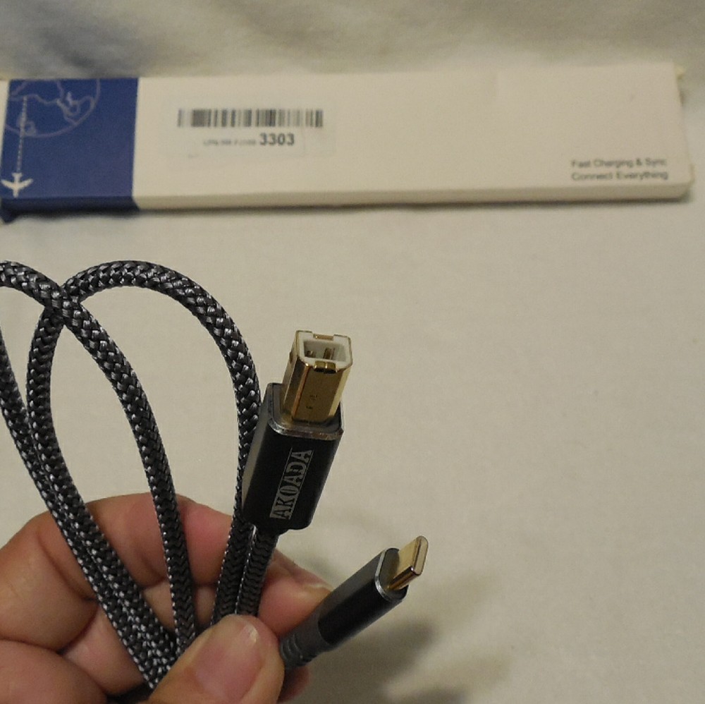 AkoaDa USB C to Printer Cable C B Male Scanner Cord 5ft Grey