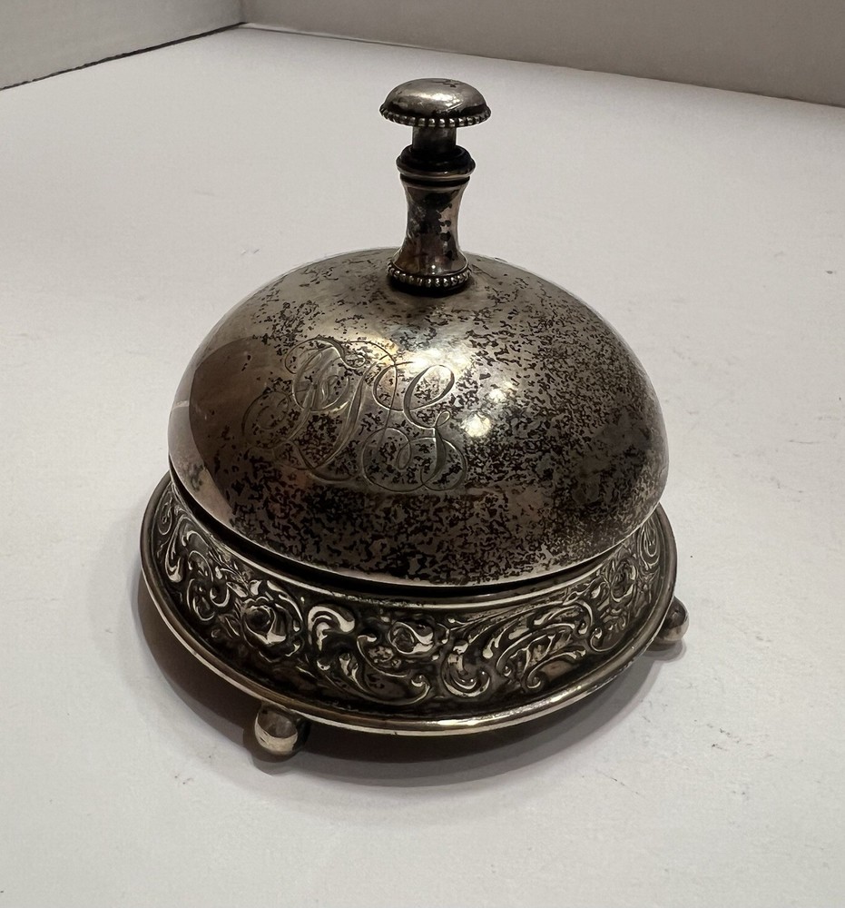 Antique Sterling Silver Desk/ Table /Counter Bell. Solid. Monogrammed. RARE!