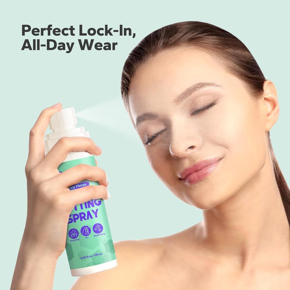 Makeup Setting Spray (4.06 Fl Oz), Dewy Finish Setting Spray for Makeup, Hydrati