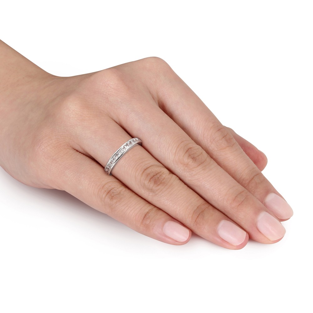 Amour Sterling Silver Created White Sapphire Eternity Ring