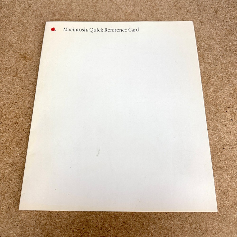 Vintage Apple Macintosh Quick Reference Card 1988