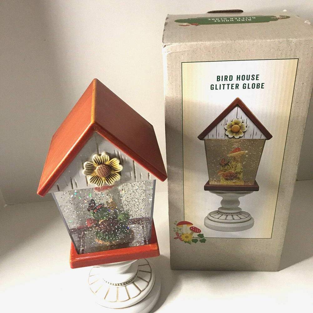 NEW CRACKER BARREL BIRDHOUSE GLITTER GLOBE