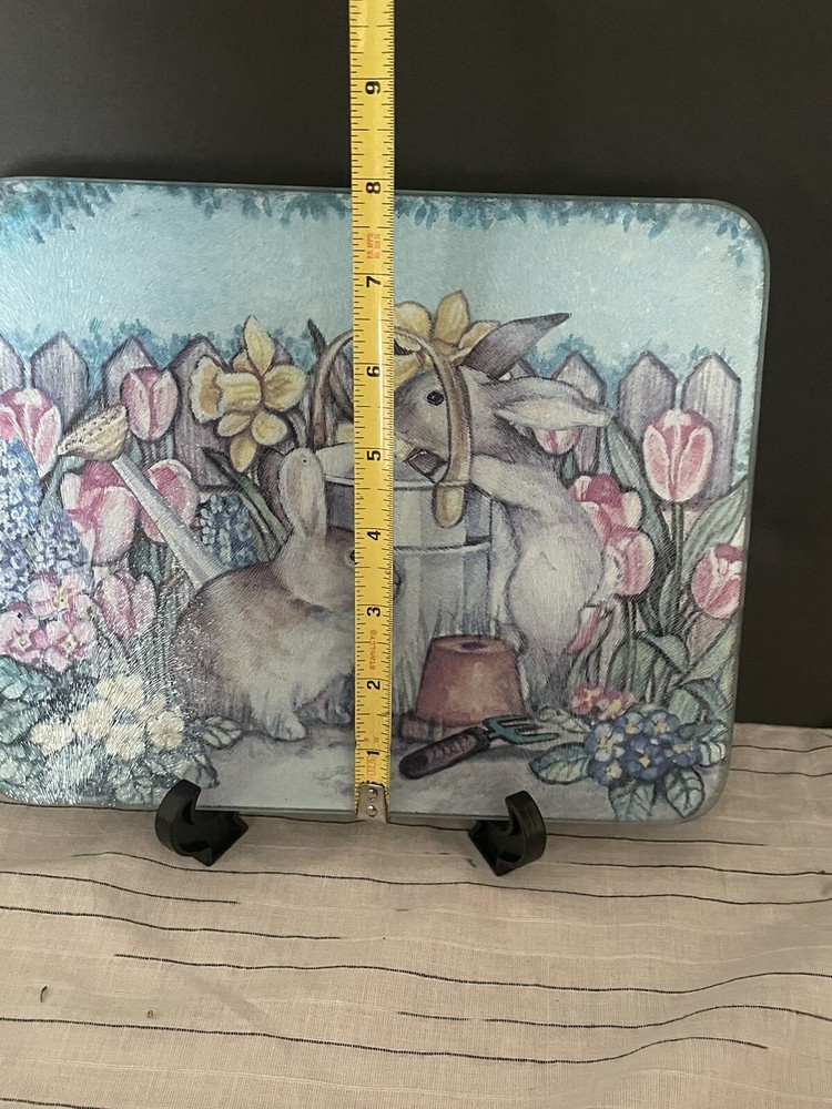 Tempered Glass Easter Bunny Rabbit Trivet Hot Plate Easter Spring