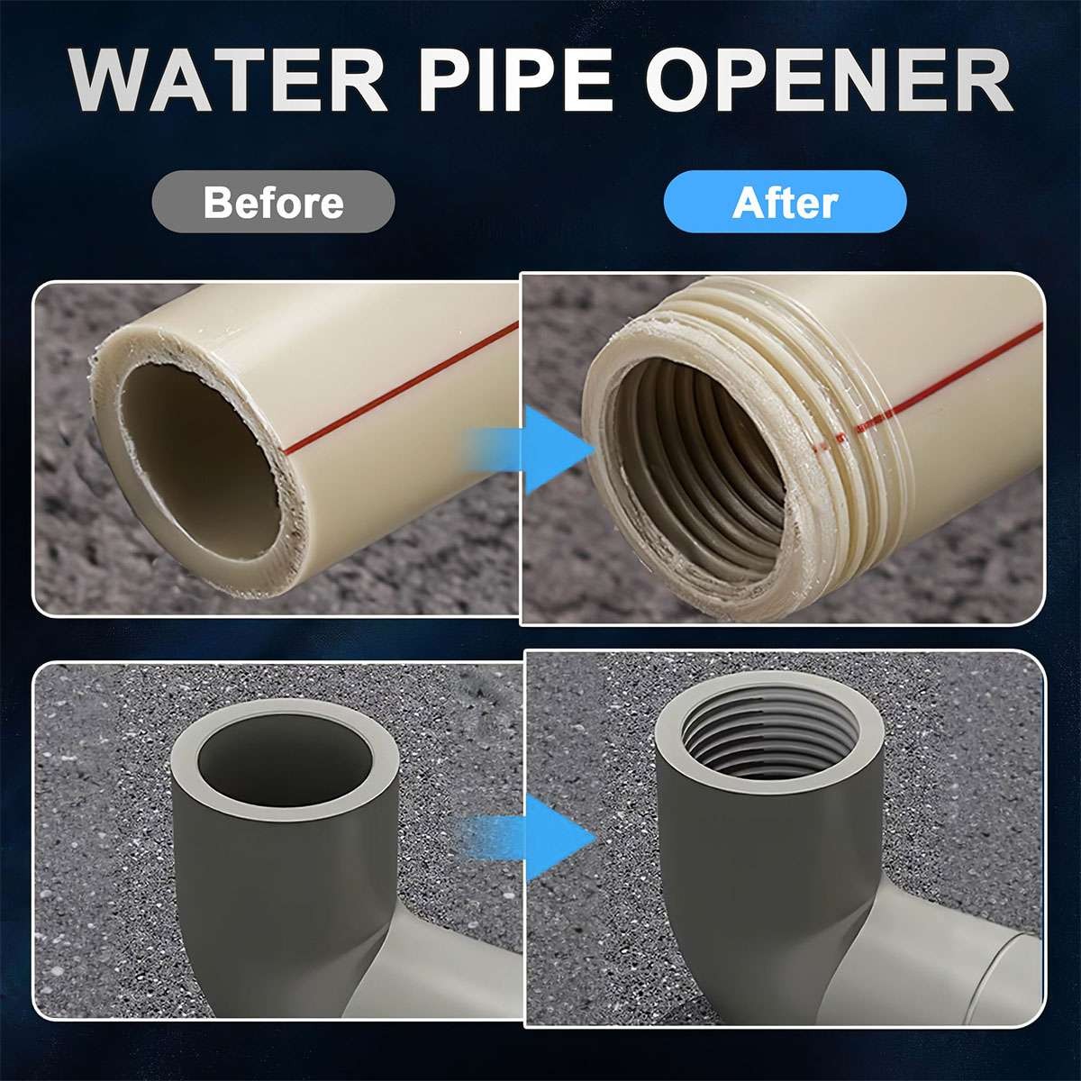 2-in-1 Pipe Threading Tool, Internal & External for 1/2" & 3/4" Water Pipe