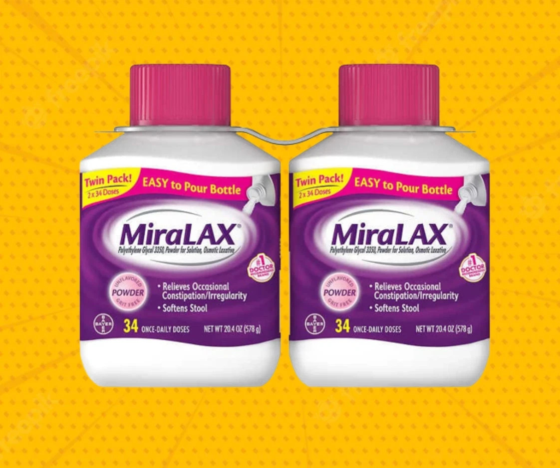 2 PaCK MiraLAX Laxative Powder 45 Days -  68 Doses, 40.8