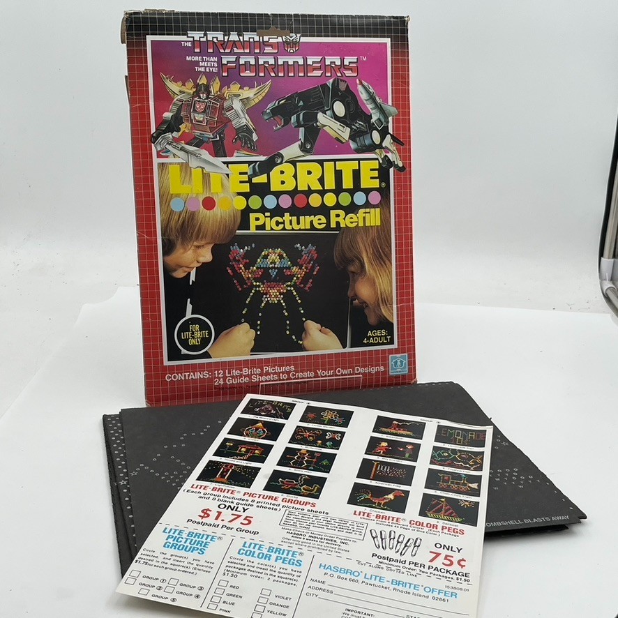 VTG 1986 Original Lite Brite Paper Patterns Transformers Decepticon Unpunched