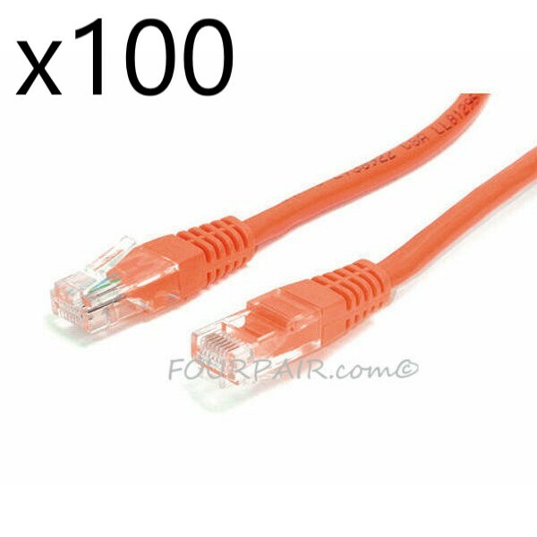 100 Pack Lot 5ft CAT5e Ethernet Network LAN Router Patch Cable Cord Wire Orange