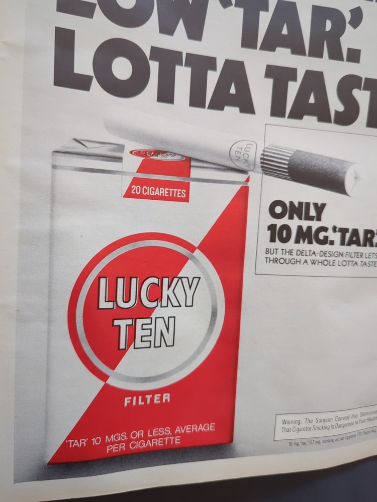Lucky Ten Cigarette Advertisement 1970s