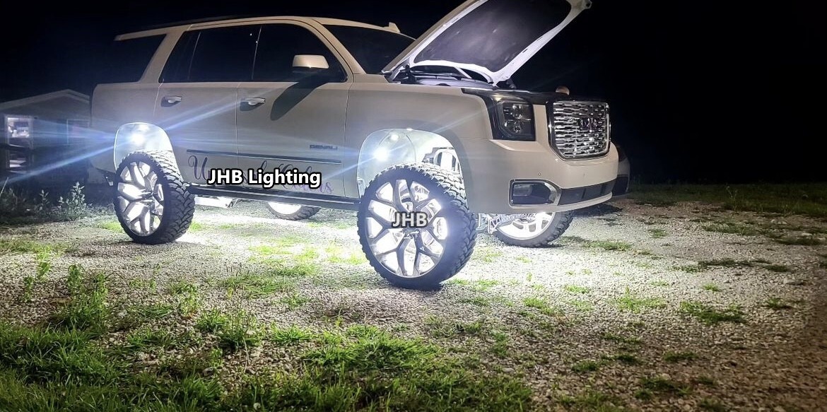 JHB 17.5" Brightest QUAD ROW PURE WHITE LED Car Truck Wheel Rings Rim Lights Set