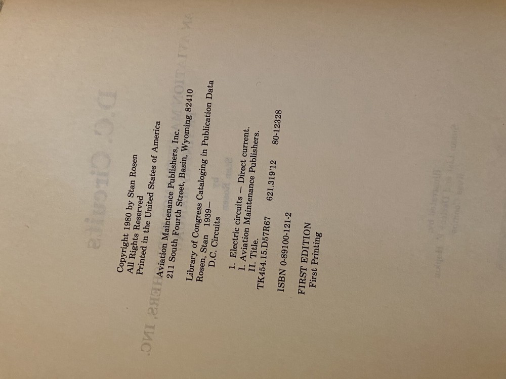 DC Circuits Avionics Technician Training Course Book AMP