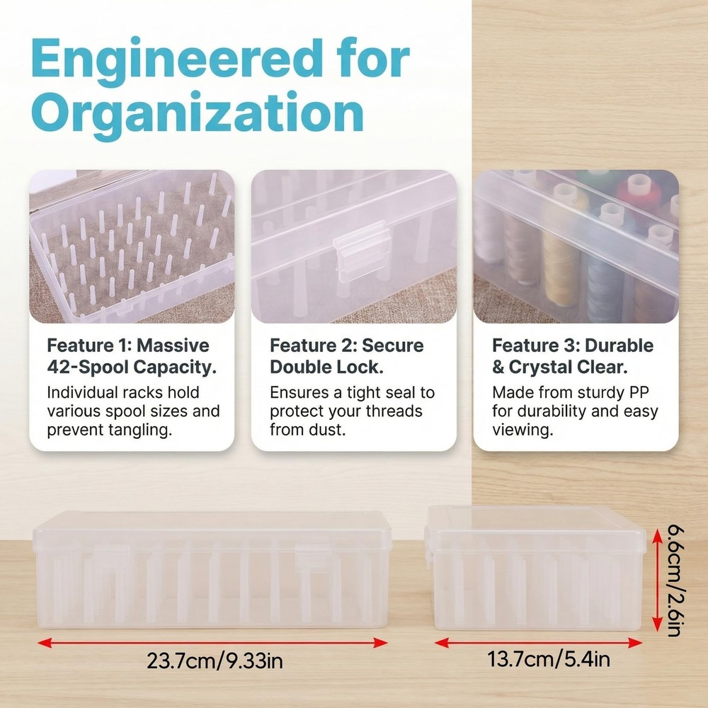 Segolike 42 Slots Sewing Thread for Spools of Thread, Empty Storage Box, Easi...