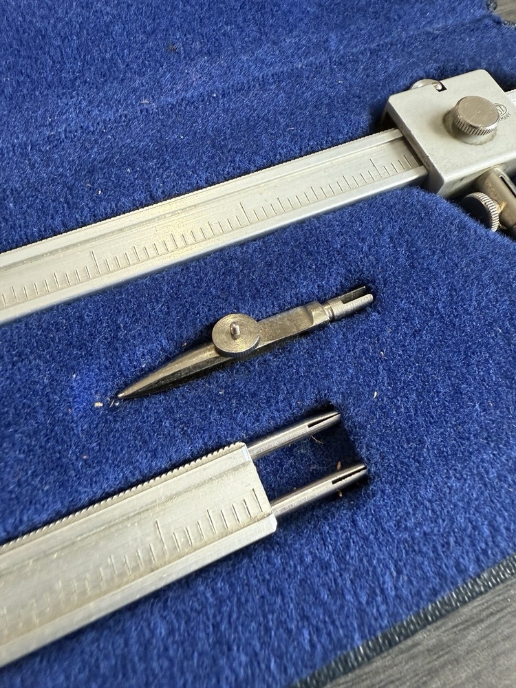 Teledyne Post Beam Compass Drafting Tool Set Original Case Germany 38JC-060