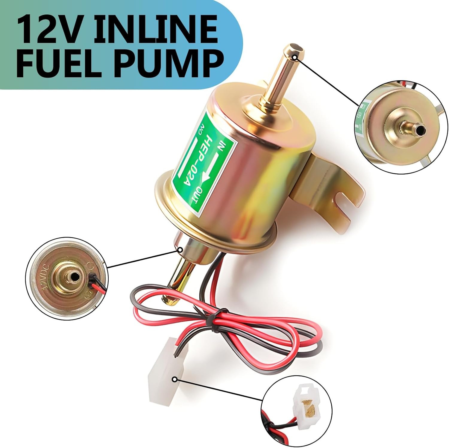 2 Pack 12V Electric Fuel Pump HEP-02A Universal Gas Diesel Inline Low Pressure