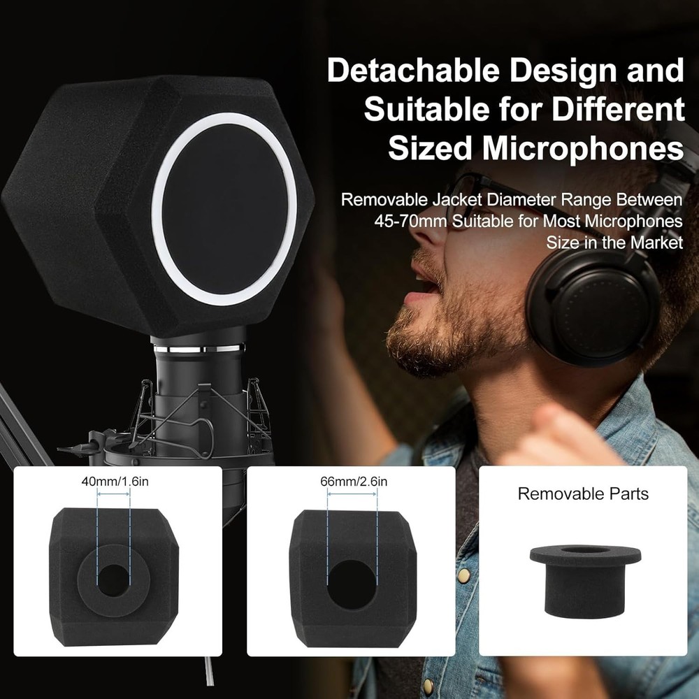 Professional Microphone Isolation Shield with Pop Filter & Stand for Studios
