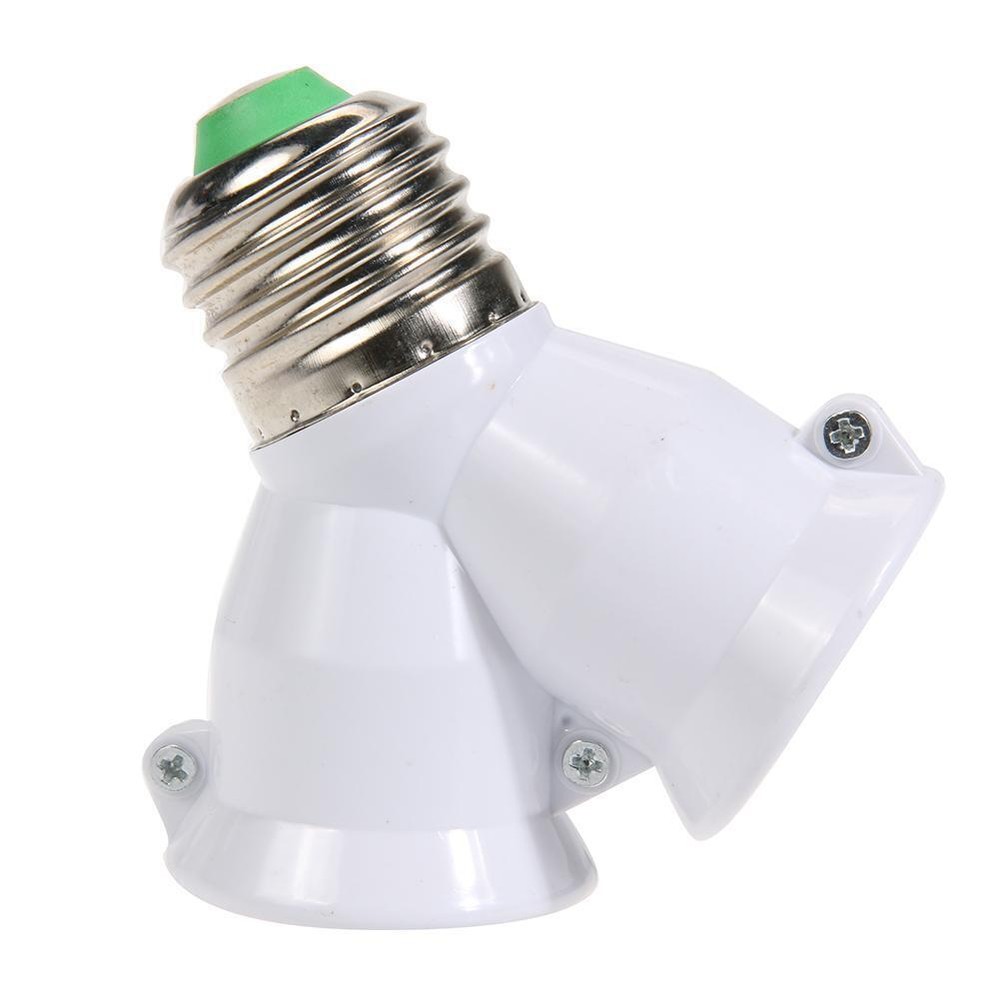 2 in 1 E27 Lamp Socket Splitter Adapter Light Double Y Bulb Base Stand Holder 2X