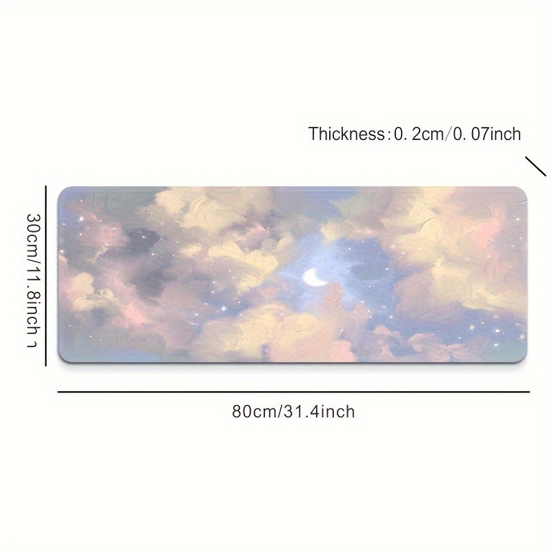 40*90cm Non-Slip Rubber Cloud Sky Design Mouse Pad  Rectangular Desk Mat with St