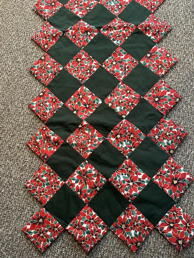 Poinsettia Quilted Table Runner with Same pattern table Topper