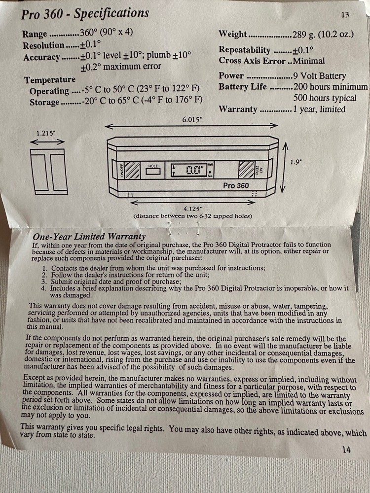 Set Of Four Digital Protractor, 360, Two Cases