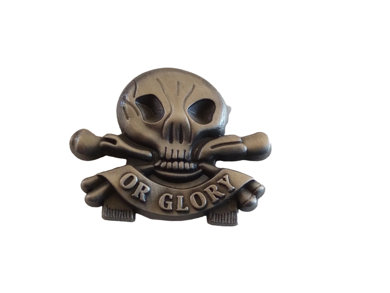 SKULL AND BONES HAT PIN LAPEL DEATH OR GLORY HEAD DOUBLE POST PIN NEW