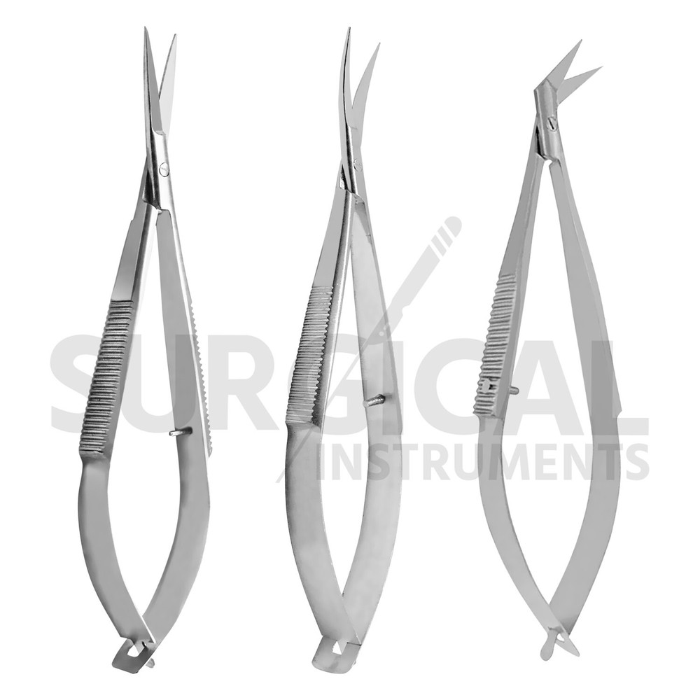 3 Pcs Micro Iris Scissors Sharp Straight Curved Angled Ophthalmic Instruments