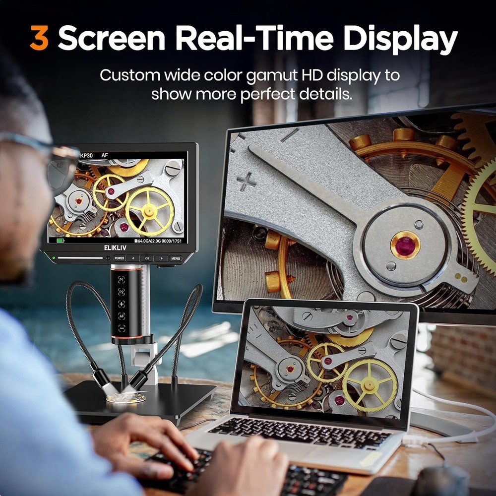 Elegant 4K Autofocus Digital Microscope with 2000X Magnification & 8" IPS Screen