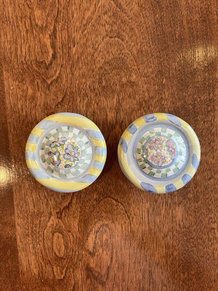 Vintage Mackenzie-Childs 2.5 Drawer Pulls/Knobs, Hand Painted, Perfect Condition