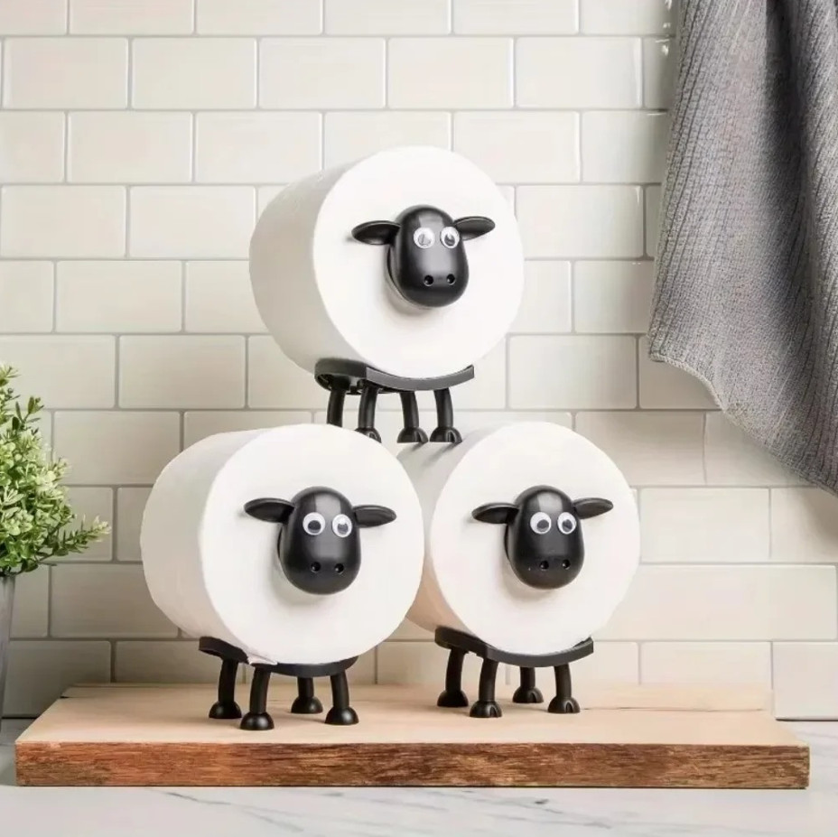 Cute Sheep Toilet Paper Holder Cartoon Bathroom Decor Standalone