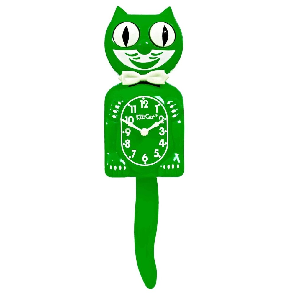 Classic Green Kit-Cat Klock Clock Eyes Roll Back & Forth Tail Swings Animated