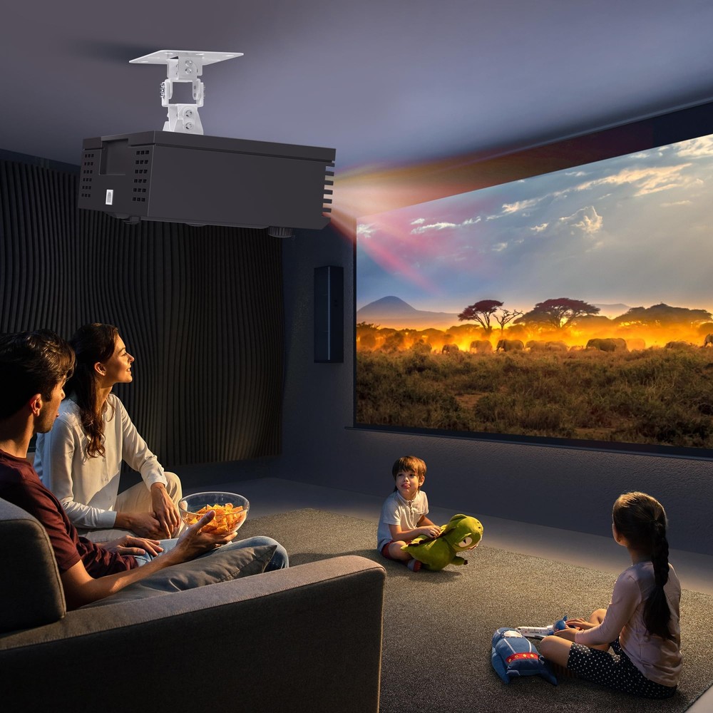 Universal Projector Ceiling Mount Low Profile Retractable Arms Black PR14B
