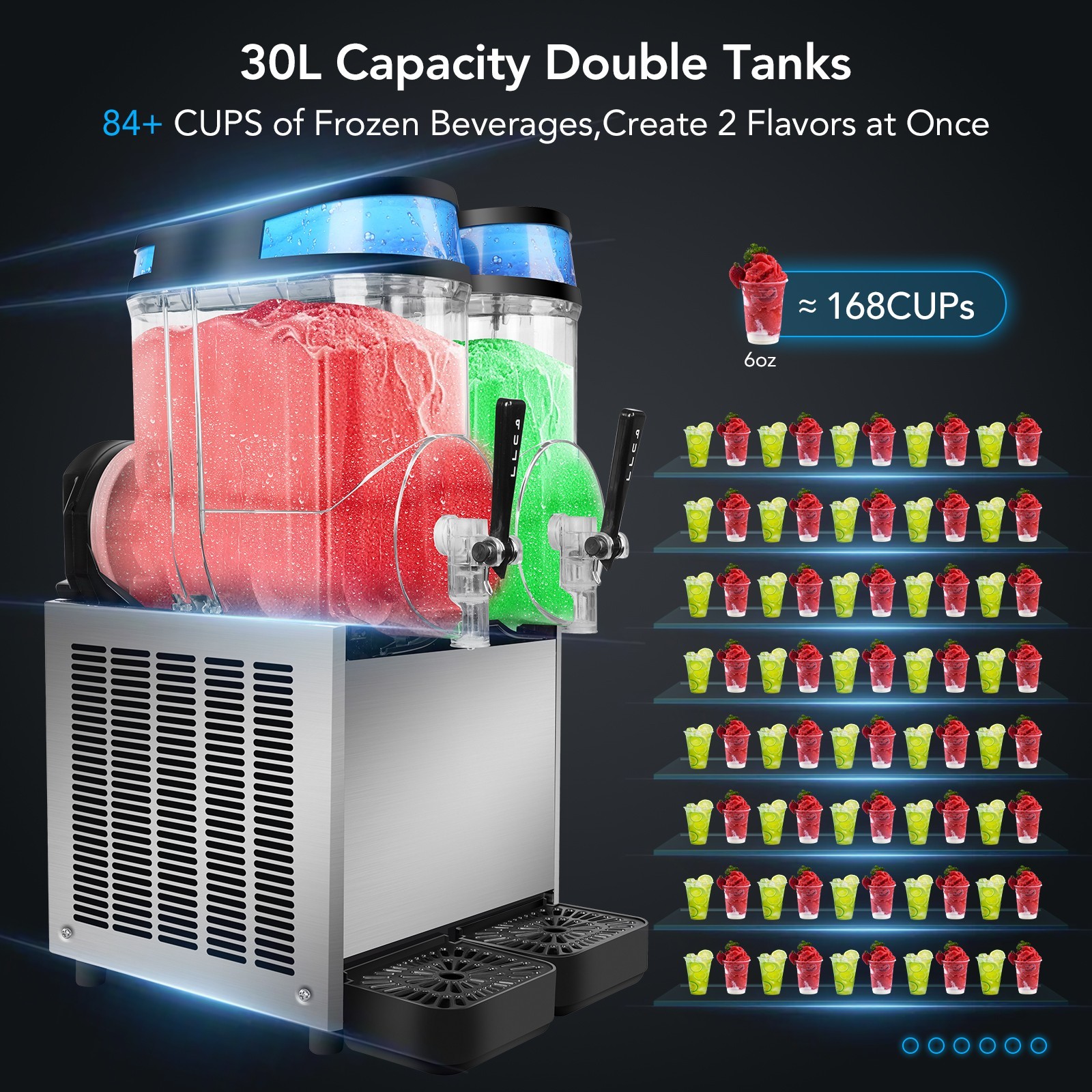 30L Commercial Slushie Machine, Frozen Drink Margarita Machine for Bar Home Part