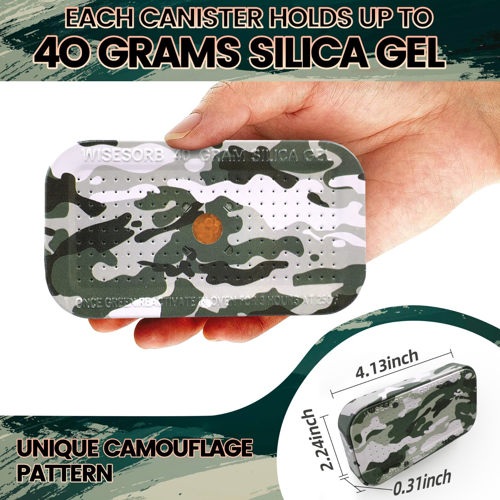 40 Gram Reusable Indicating Desiccant Gun Safe Dehumidifier Silica Gel Canister
