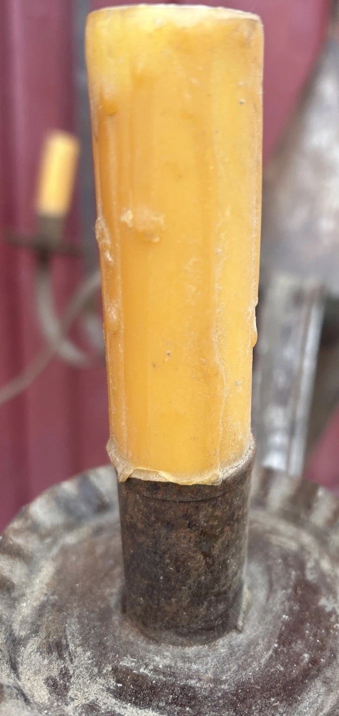 ANTIQUE HAND FORGED EARLY AMERICAN COLONIAL STYLE 6 ARM TIN CHANDELIER